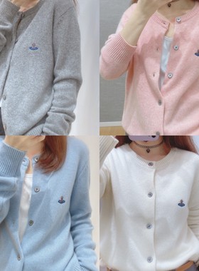 Womens autumn and winter round neck cashmere cardigan bouti