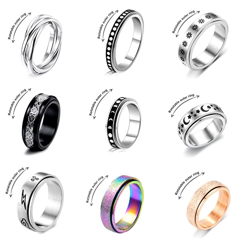Anxiety Ring For Women Men Moon Fidgets Rings 2021 nd Punk R