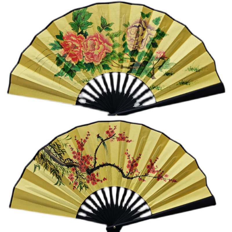 极速8寸9寸戏曲扇子戏剧贵妃醉酒舞蹈京剧牡丹梅花折扇绢布