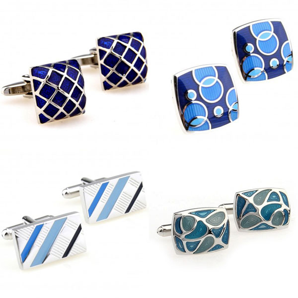 Hot Sale Blue Color Enamel Cufflink Cuff Link Free Shipping
