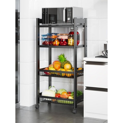 厨房置物架落地多层微波炉烤箱用品家用放电饭煲一体收纳架子大全