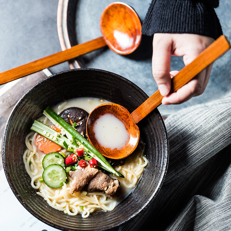 木勺子龟甲勺子家用拉面碗勺拉面勺汤勺木质勺子木头长柄日式餐具