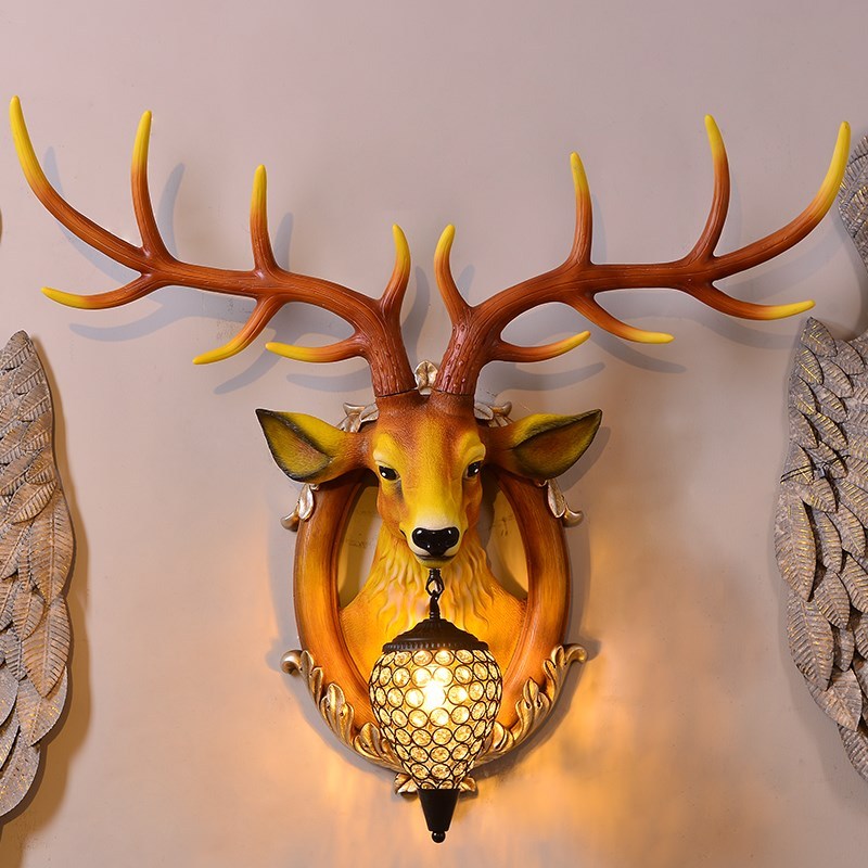 Deer Antler industrial design vintage wall lamp  Farmhouse K