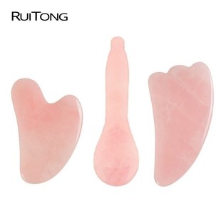 Rose Quartz Body Set Slim Massager Natural Board 3Pcs GuaSha