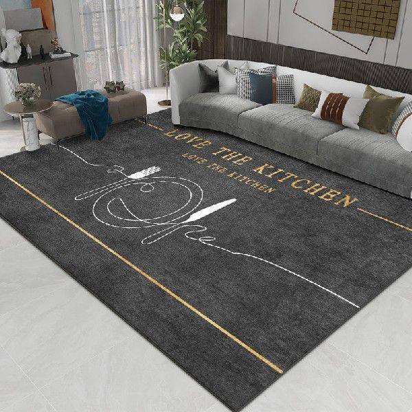 Nordic Style Deluxe Grey Geometric Lines Living Room Carpet