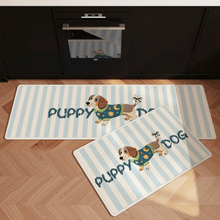 卡通仿亚麻厨房专用地垫防滑防油长条地毯门垫吸水吸油脚垫子耐脏