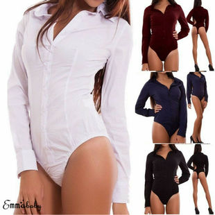 Long Women Jumpsuit Shirt Sleeve Neck Casual Hot Newest