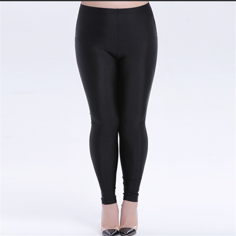 lady set casual solid full pant shiny pure black stch pencil