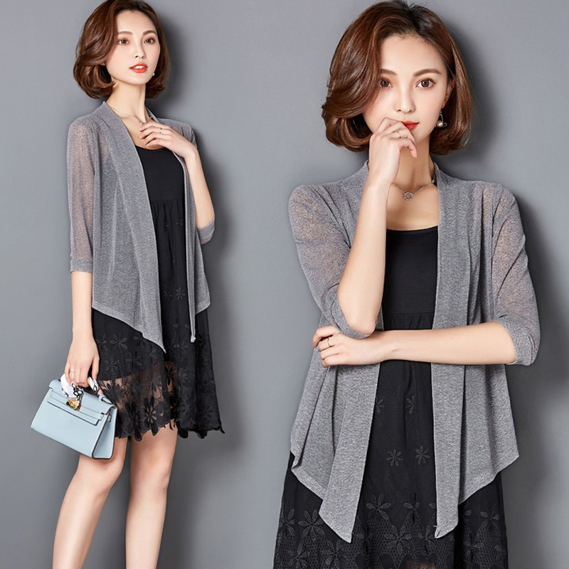 New Women Summer Kimono Cardigan Mesh Transparent Sun Blouse