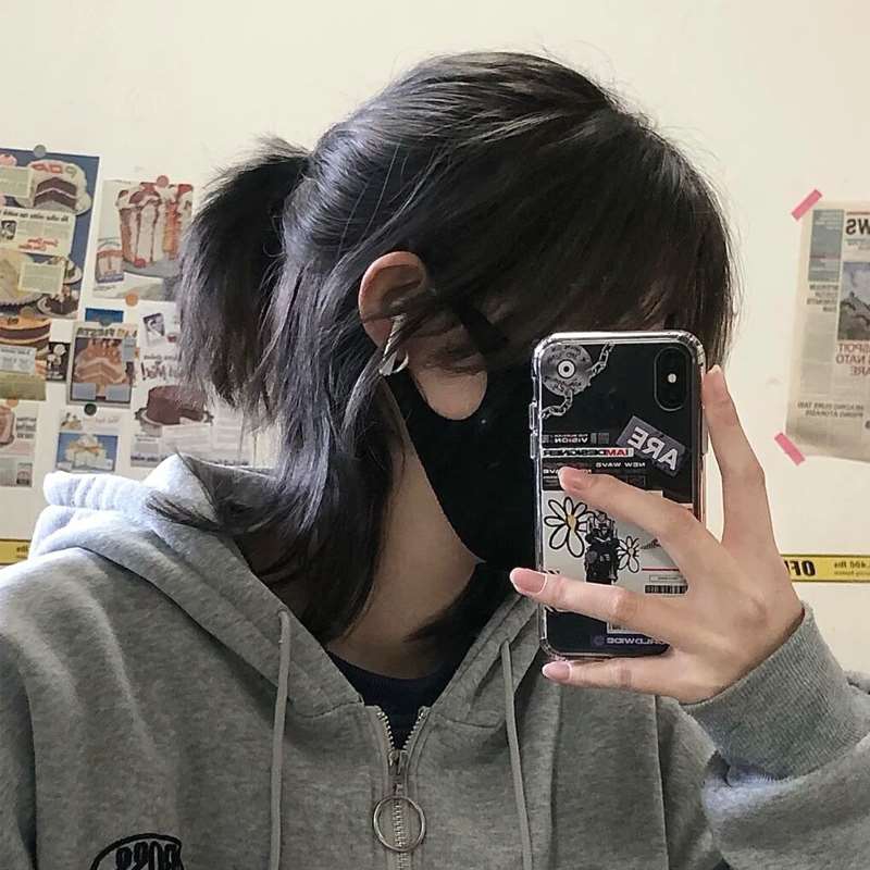 狼尾假发男短发日系鲻鱼头帅气武士头半扎中分狼尾男士假发全头套