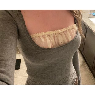 Sweaters Frill Pullovers Y2K Cute Grey Sweet Rapcopter Bow