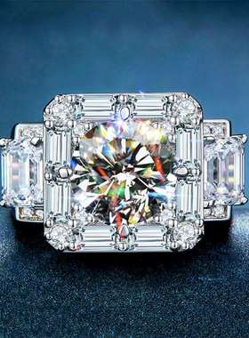 Cao Shis new luxury T-square zirconia mens ring copper-pla