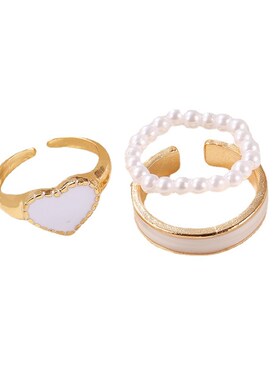 Open ring 滴油开口戒指好看的食指戒指爱心珍珠戒指女小众高级