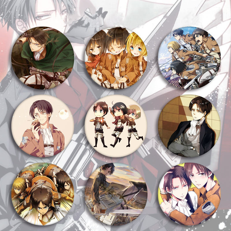 Anime Attack on Titan Badges on a Backpack Levi Icon Pins Ba