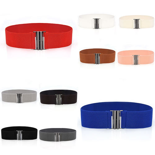 极速Wide Elastic Belt Solid Color Corset Belt Metal Buckle L