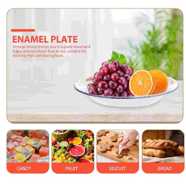 Plates Enamel Plate Serving Enamelware Bowl Dinner Vintage