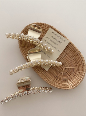 New Hyperbole Pearls Metal Hair Claw Clips Big Size Makeup H