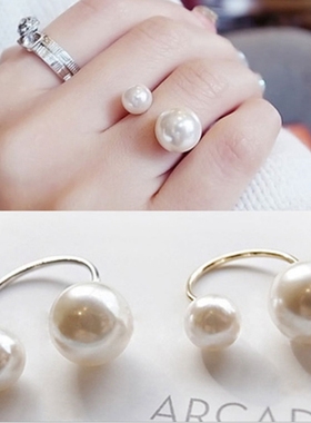 Fashion Womens Size Pearl Open Ring Temperament Wild Fashio