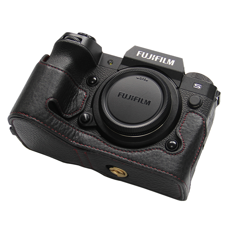 适用富士xh2相机套X-H2S保护套 皮革复古皮套X-H2半套真皮底座