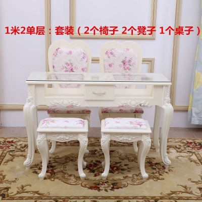 美甲桌子美甲单人双人三人指甲桌修甲台白色烤漆桌椅套装桌子台