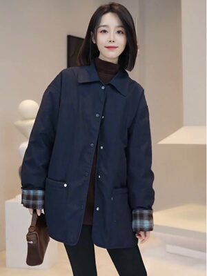 中长款拼接风衣羽绒服女冬季2024新款宽松休闲白鸭绒保暖外套上衣