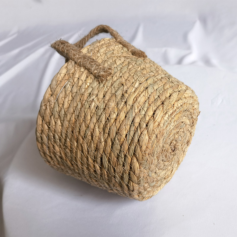 田园风手工机织编织花篮草编花盆绿植花器藤编篮子收纳框摆件装饰