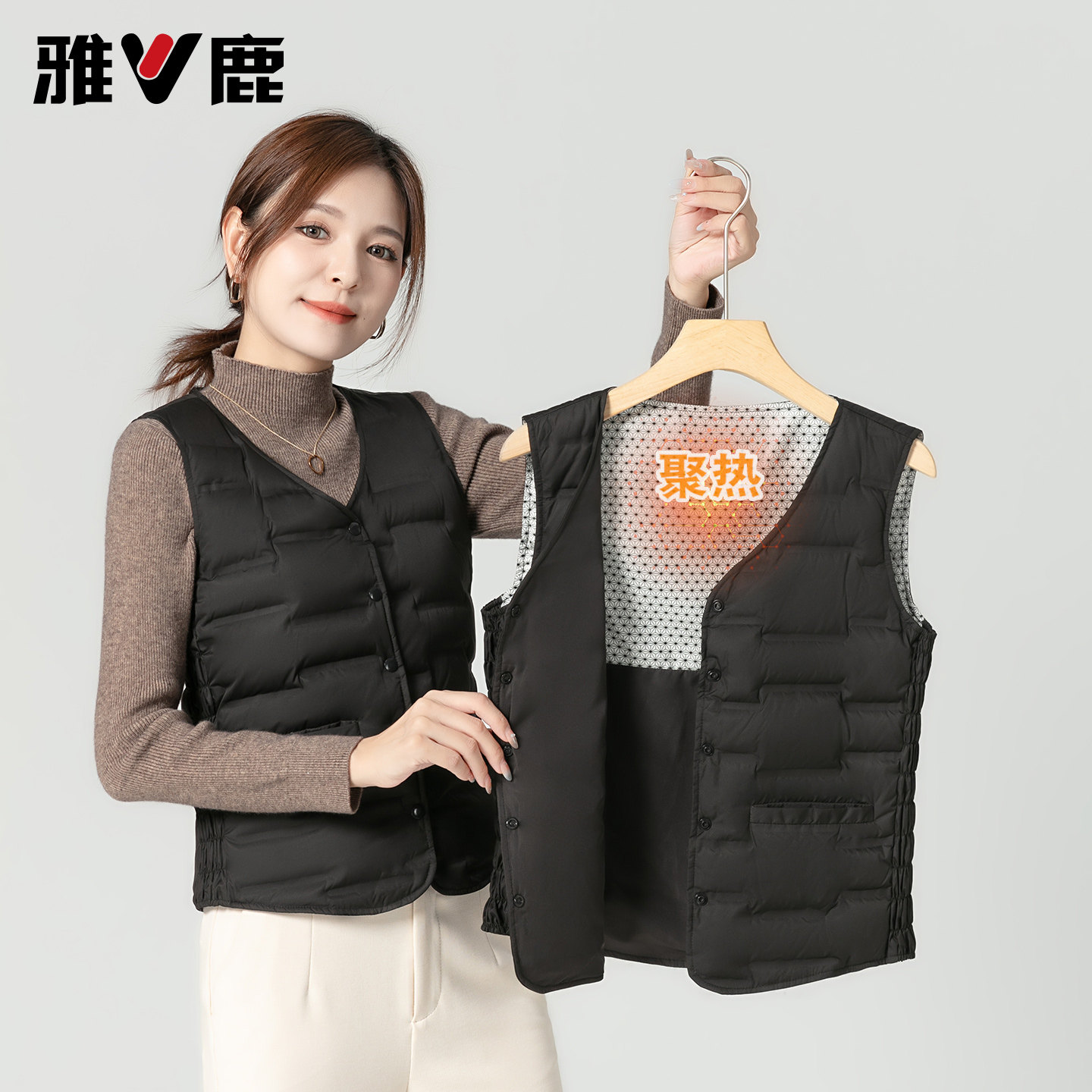 雅鹿羽绒马甲女羽绒服内胆