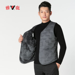 雅鹿中老年羽绒马甲男冬季2024新款爸爸冬装保暖坎肩加绒保暖背心