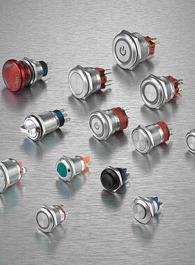 一佳金属按钮YJ-GQ16B/19B小型圆形自锁自复位启动停止电源开关