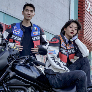 杜汉摩托车骑行服仿赛街车机车服皮衣四季通勤防摔赛车服套装男女