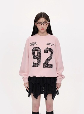 NCXK-数字蕾丝刺绣圆领卫衣甜酷运动休闲百搭秋季长袖上衣WY269