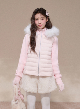 NCXK新国标90白鸭绒排骨羽绒服针织拼接短款收腰显瘦WT25188