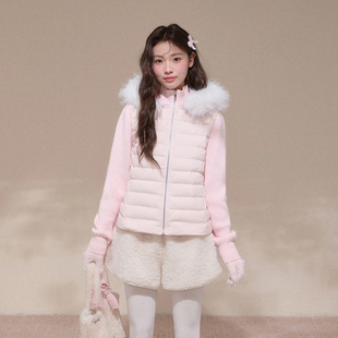 NCXK新国标90白鸭绒排骨羽绒服针织拼接短款收腰显瘦WT25188