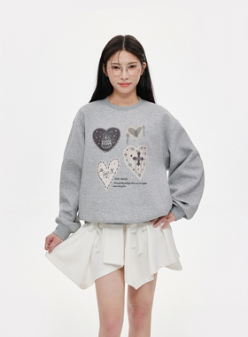 NCXK-小蛋糕爱心印花圆领卫衣宽松秋季休闲百搭长袖上衣WY257