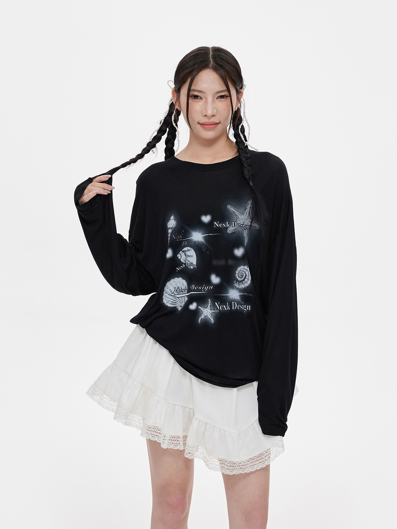 NCXK海星贝壳印花薄长袖空调罩衫夏季透气慵懒百搭显瘦CX186