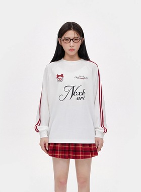 NCXK-美式运动印花网眼透气球衣女长袖T恤侧边织带显瘦甜酷CX245