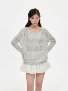 罩衫 NCXK 针织衫 宽松镂空长袖 慵懒设计感百搭休闲上衣MY220 秋季