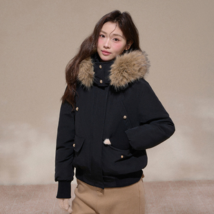 NCXK新国标90白鸭绒派克羽绒服可拆卸毛领帽子短款显瘦WT25190