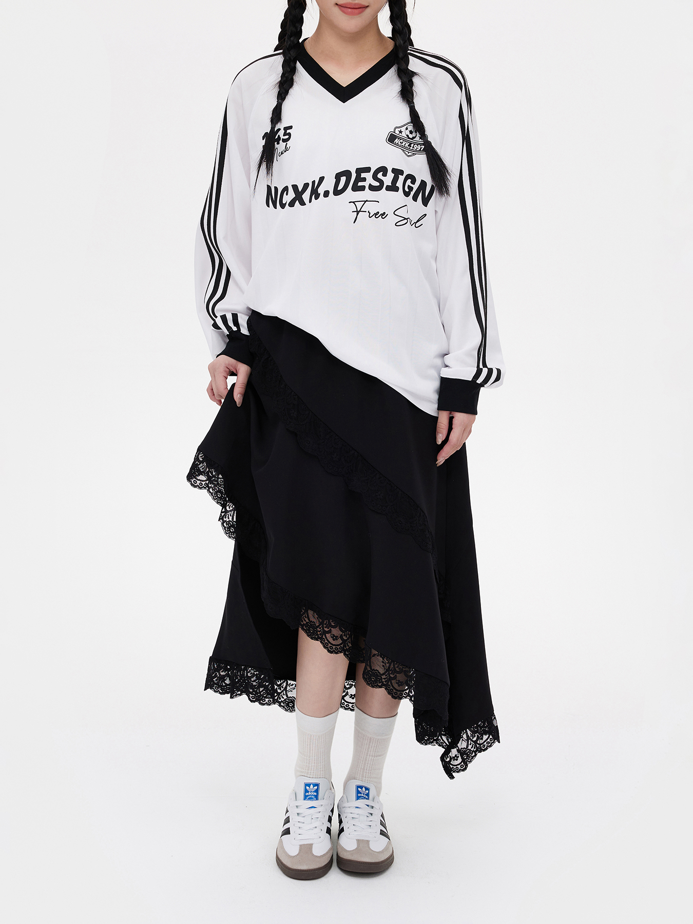 NCXK温柔气质不规则花边蕾丝设计感秋季新款女中长款半身裙QZ206