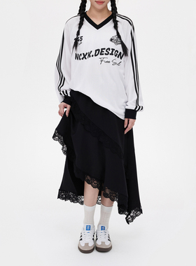 NCXK温柔气质不规则花边蕾丝设计感秋季新款女中长款半身裙QZ206