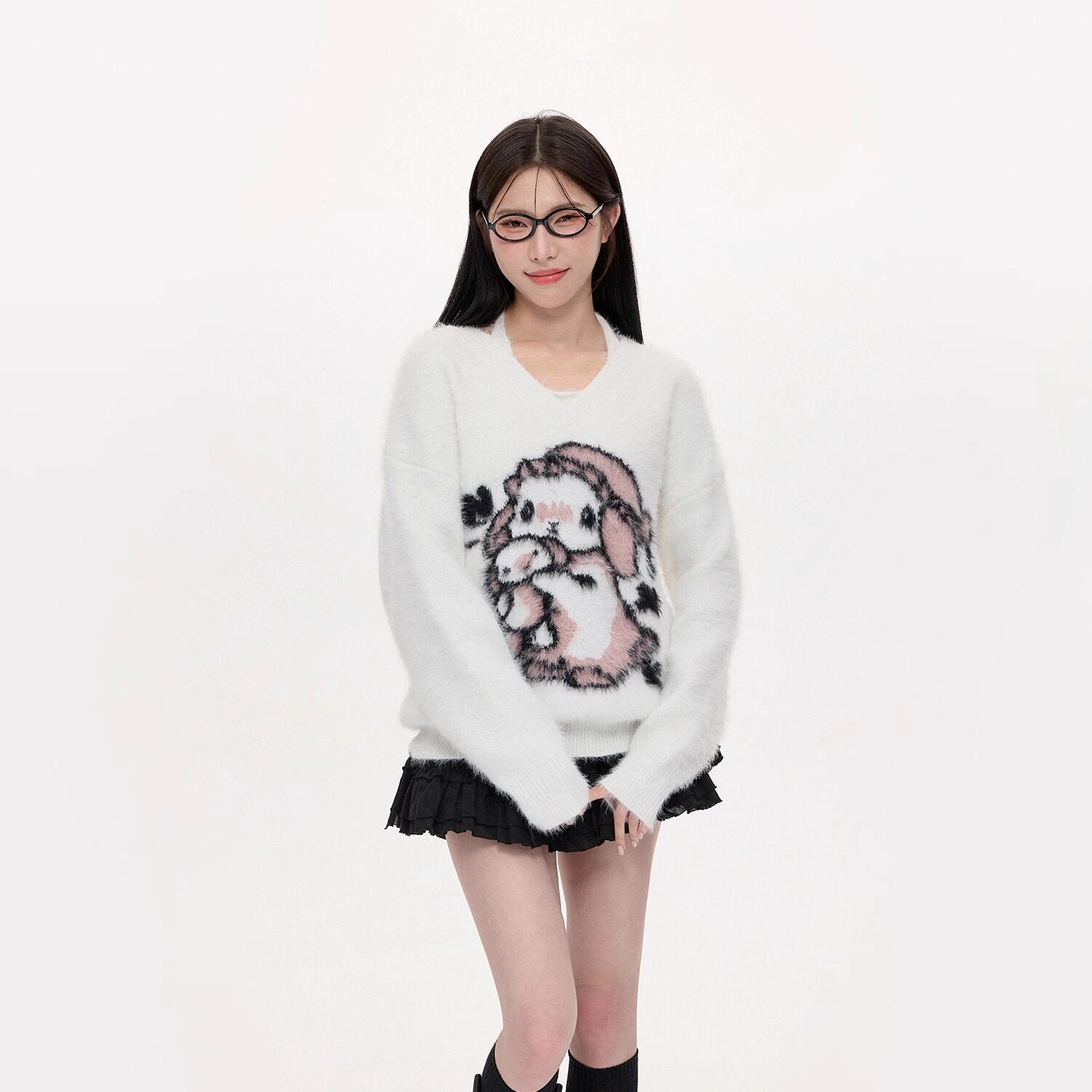 NCXK-甜美兔兔提花毛衣休闲可爱搭配背心两件套800克重MY310,女装/女士精品,毛衣,淘宝优惠券,粉丝福利购,淘宝优惠卷