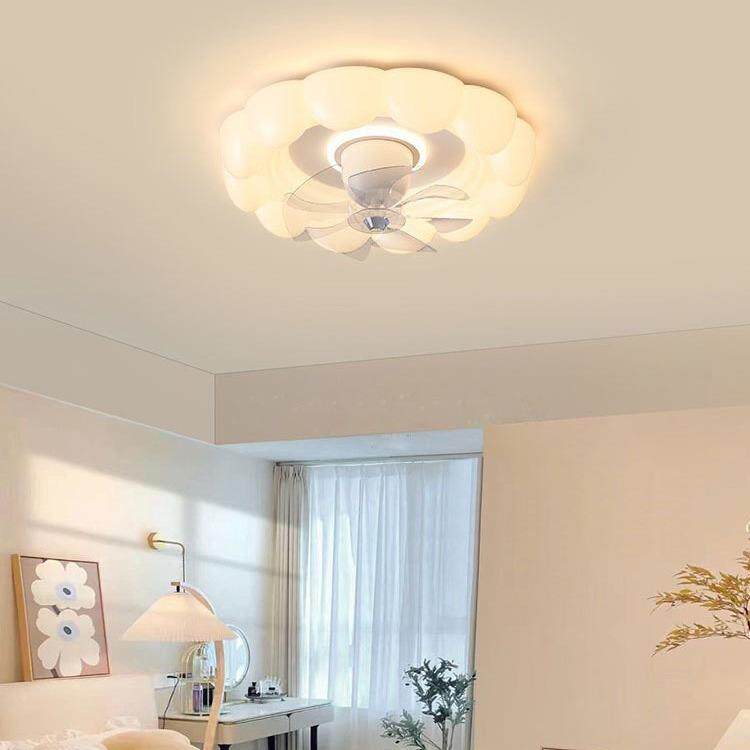 曲奇风扇吸顶灯新款简约奶油风房间灯创意浪漫温馨家用卧室风扇灯