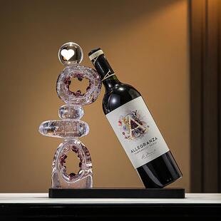 时来运转高级感水晶红酒架摆件客厅酒柜轻奢创意餐边柜酒托装饰品