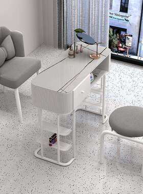 奶油风美甲桌白色日式经济型玻璃单双人套装轻奢简约美甲台美甲店