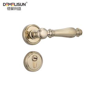 卧室分体磁吸静音门锁轻奢法式PVD金色房间木门奶油风门把手门锁