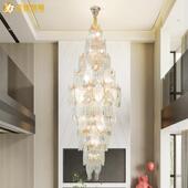 别墅复式 楼客厅水晶吊灯酒店大厅中空挑高后现代轻奢旋转楼梯吊灯