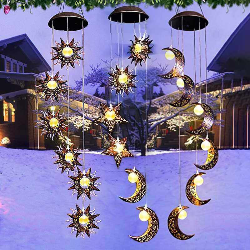 户外太阳能庭院灯欧式复古镂空花园灯月亮风铃挂件景观氛围装饰灯,节庆用品/礼品,装饰灯,淘宝优惠券,粉丝福利购,淘宝优惠卷