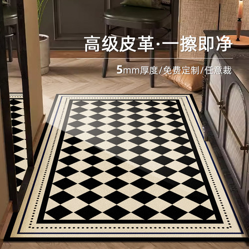 高端定制入户门地垫中古可擦免洗pvc进门玄关脚垫皮革地毯可裁剪