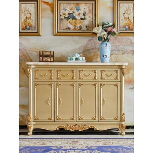 欧式大理石鞋柜家用大门厅口大容量实木玄关柜奢华金色储物柜定制