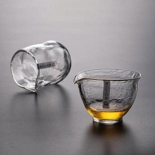 无把个性 加厚玻璃日式 创意锤纹公道杯功夫茶具配件泡茶分茶器家用